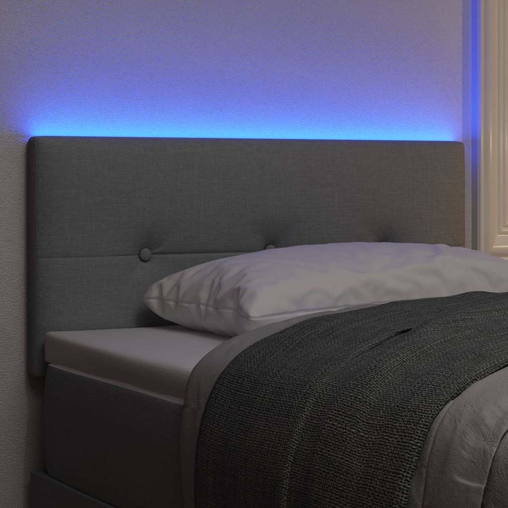 vidaXL LED κεφαλάρι με LED ταινίες φωτός Ανοιχτό γκρι 80 cm ύφασμα