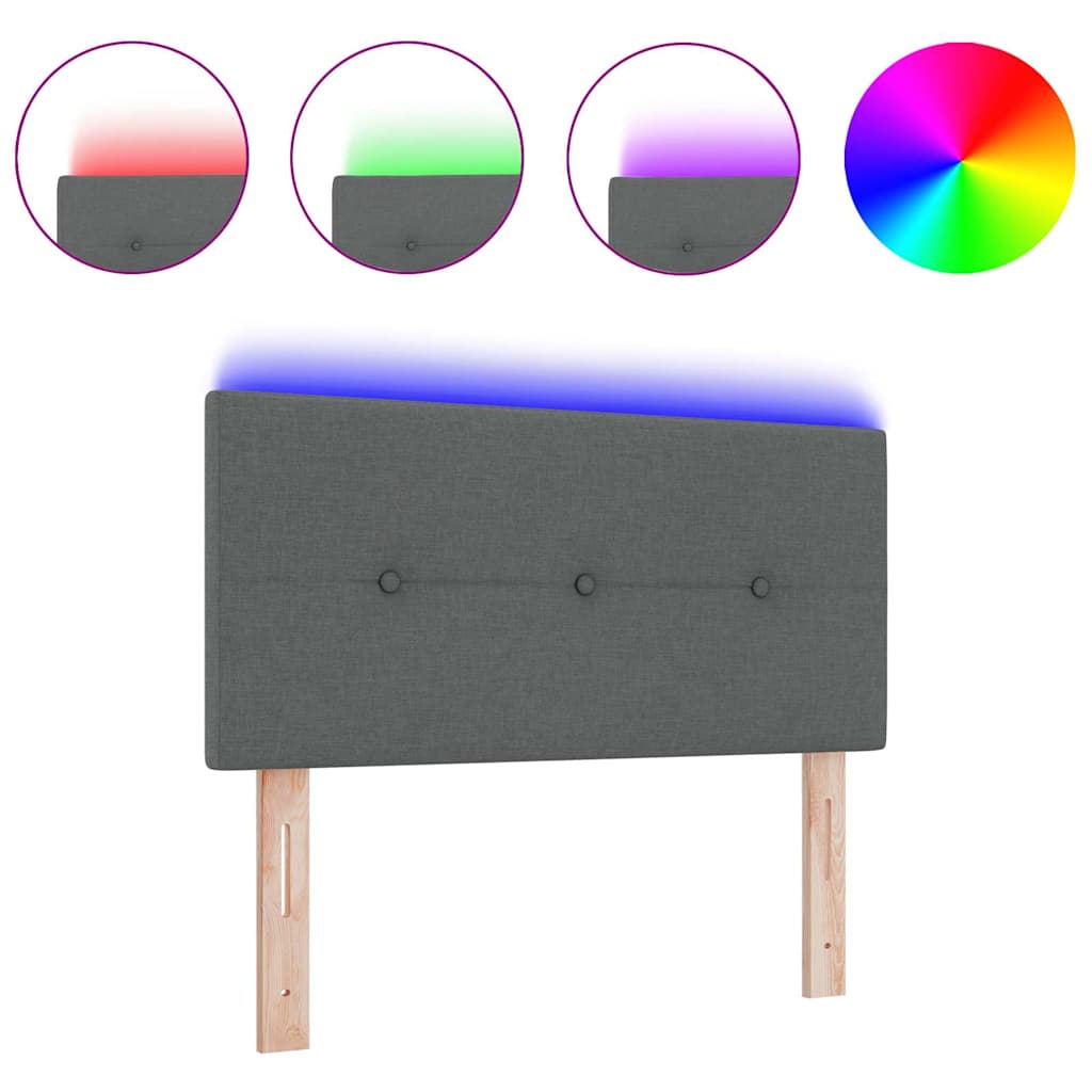 vidaXL LED Κεφαλάρι Τετράγωνο Σκούρο Γκρι 80 cm Υφασμάτινο