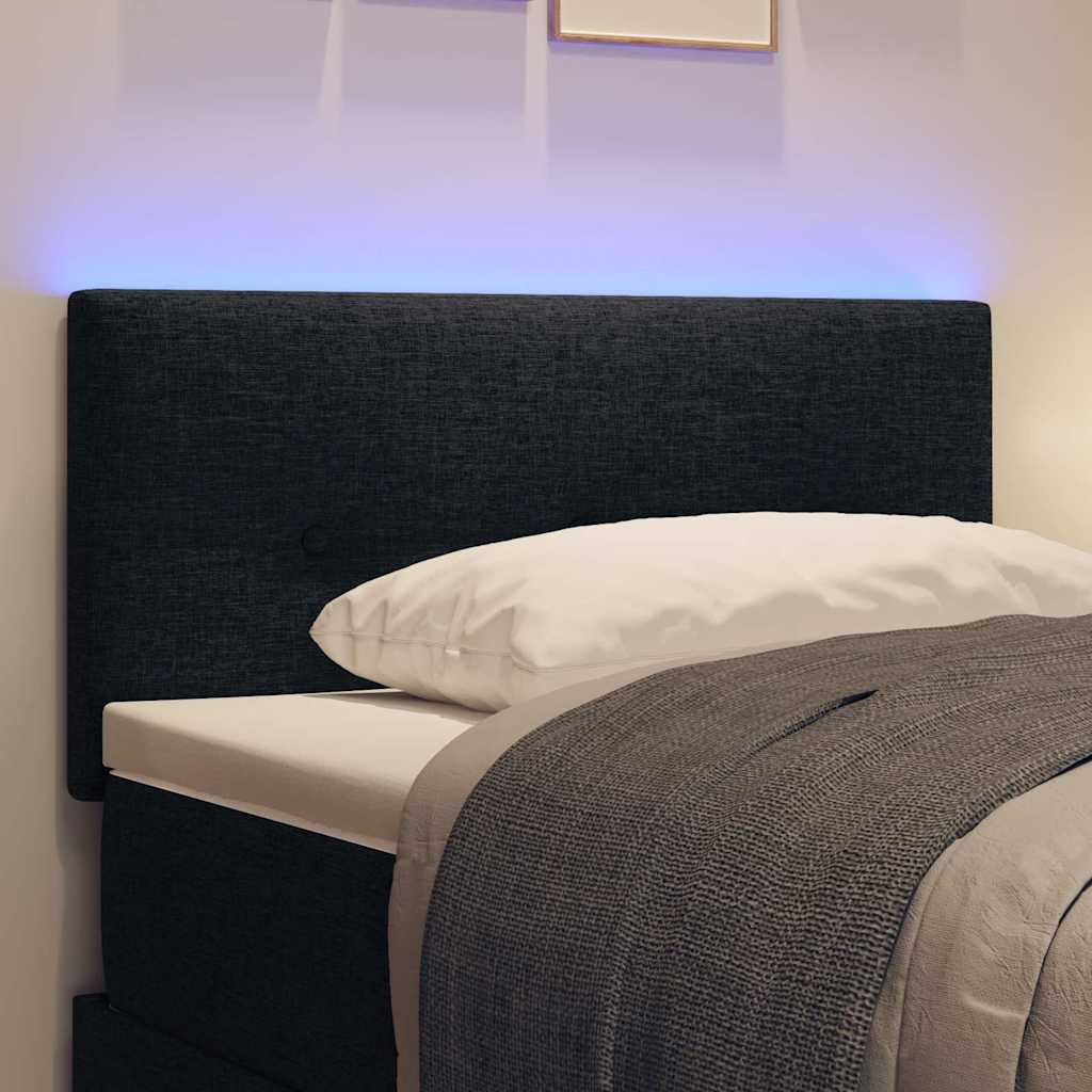 vidaXL LED κεφαλάρι με LED ταινίες φωτός Μαύρο 80 cm ύφασμα