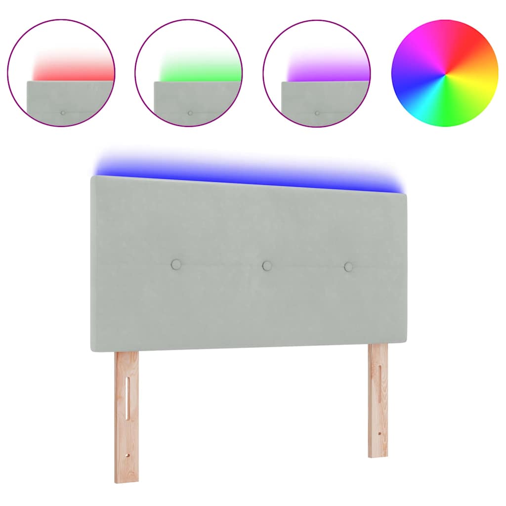 vidaXL LED Κεφαλάρι Με Κουμπιά Σατέν Ανοιχτό Γκρι 80 εκ Βελούδινο