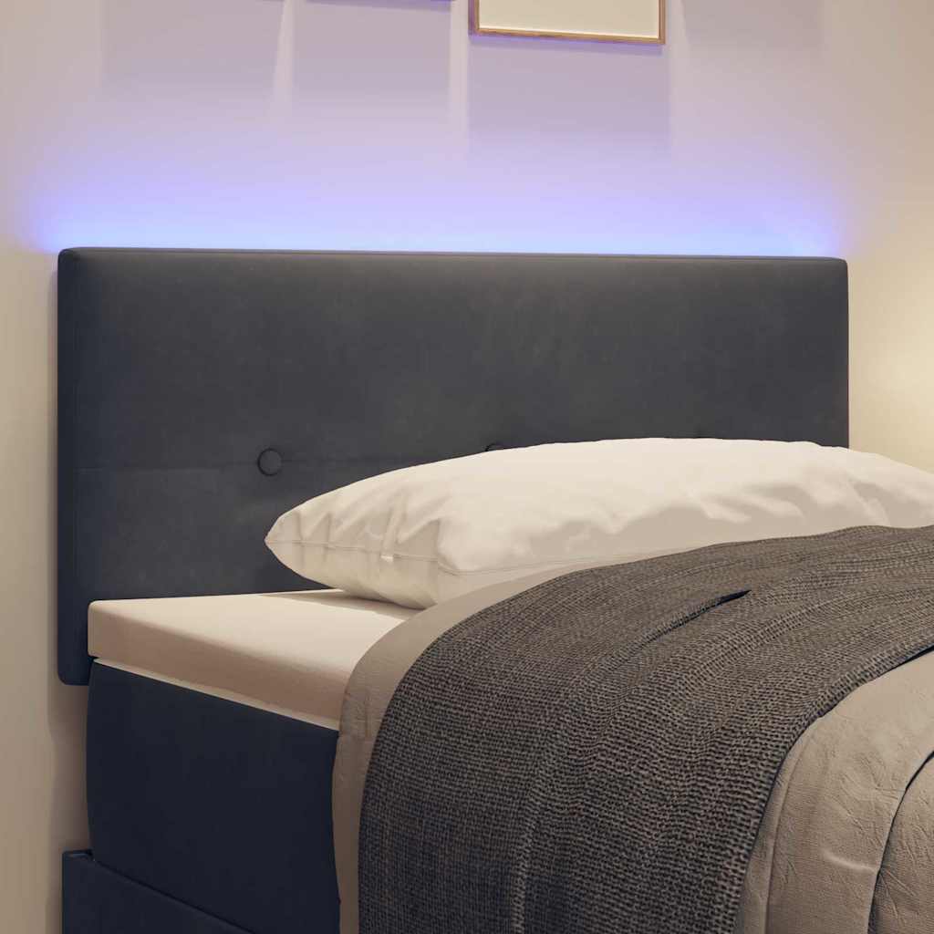 vidaXL LED κεφαλάρι με LED ταινίες φωτός Γκρι 80 cm Βελούδο