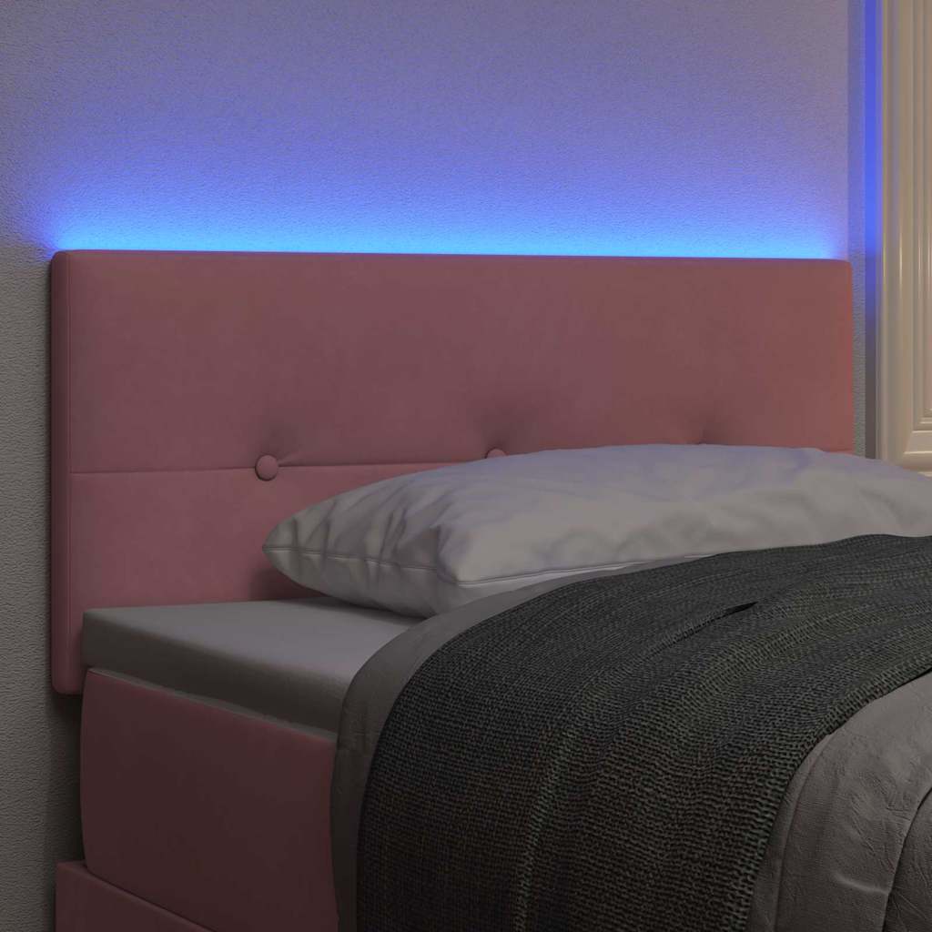 vidaXL LED κεφαλάρι με LED ταινίες φωτός Ροζ 80 cm Βελούδο