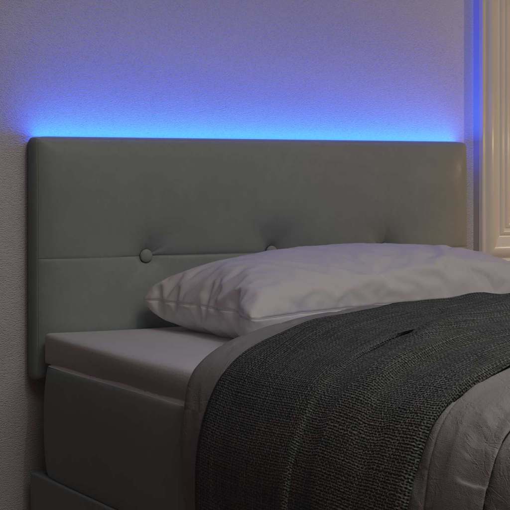 vidaXL LED Κεφαλάρι Με Κουμπιά Φωτεινό Γκρι 90 εκ Βελούδο