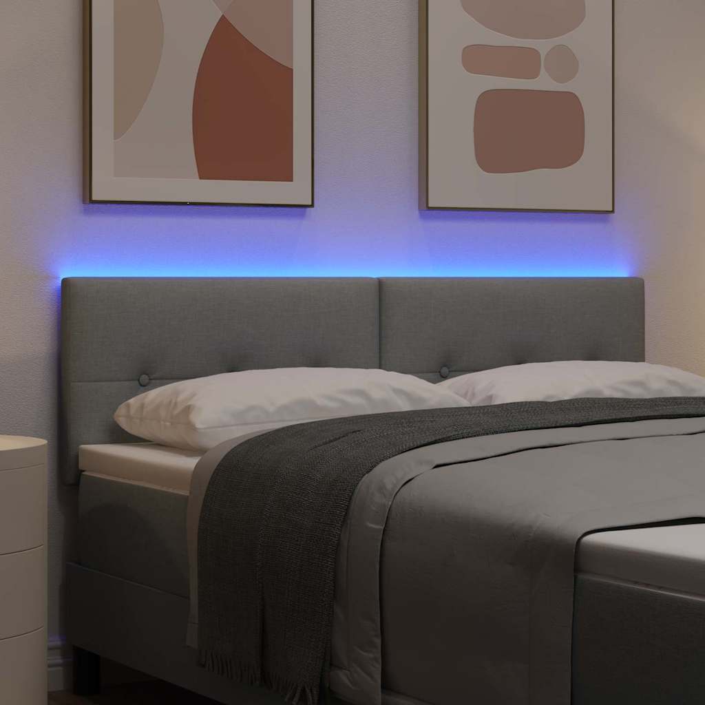 vidaXL LED κεφαλάρι με κεφαλάρι Ανοιχτό γκρι 144 cm Πολυεστέρας