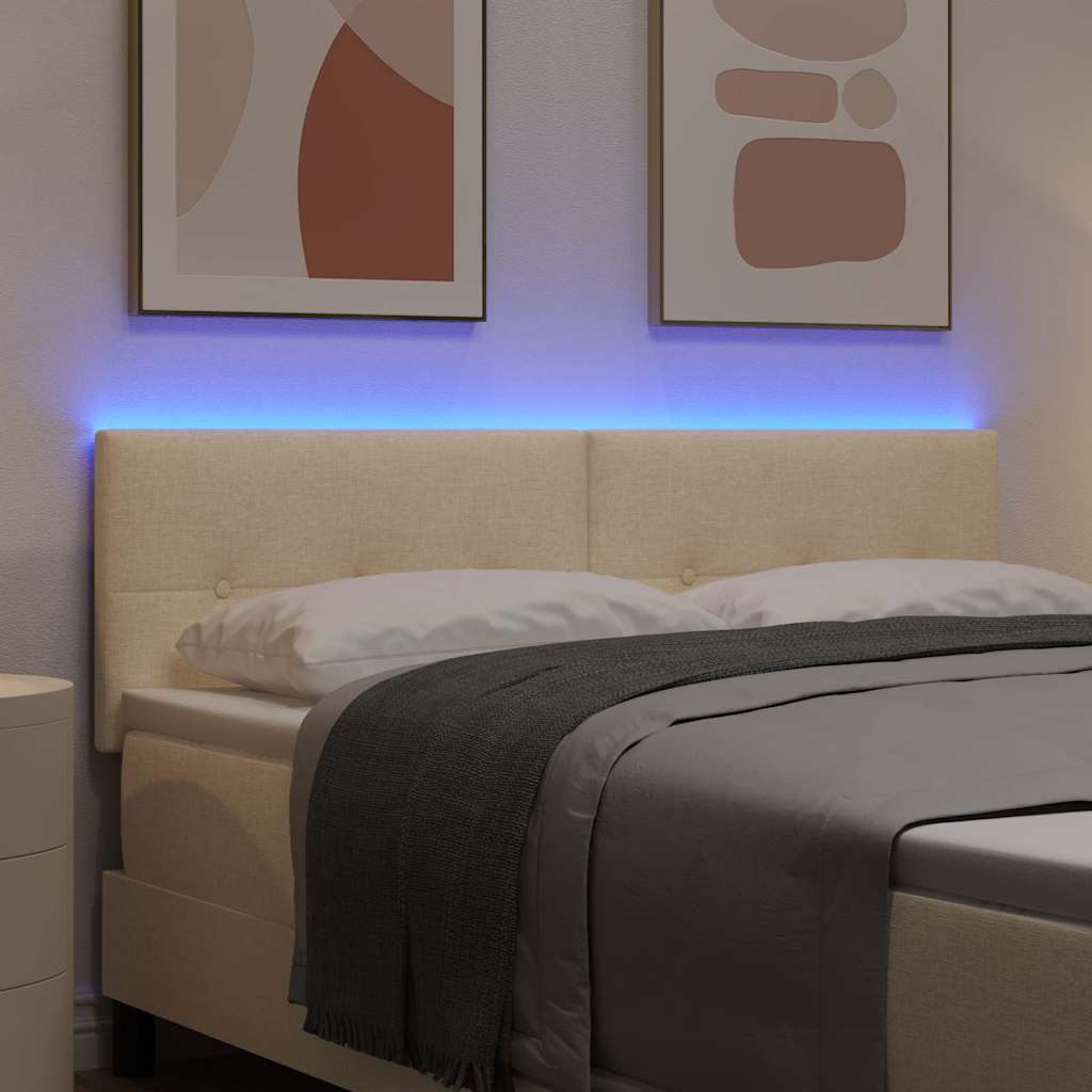 vidaXL LED κεφαλάρι με φώτα λωρίδας LED Κρεμ 144 cm Πολυεστέρας