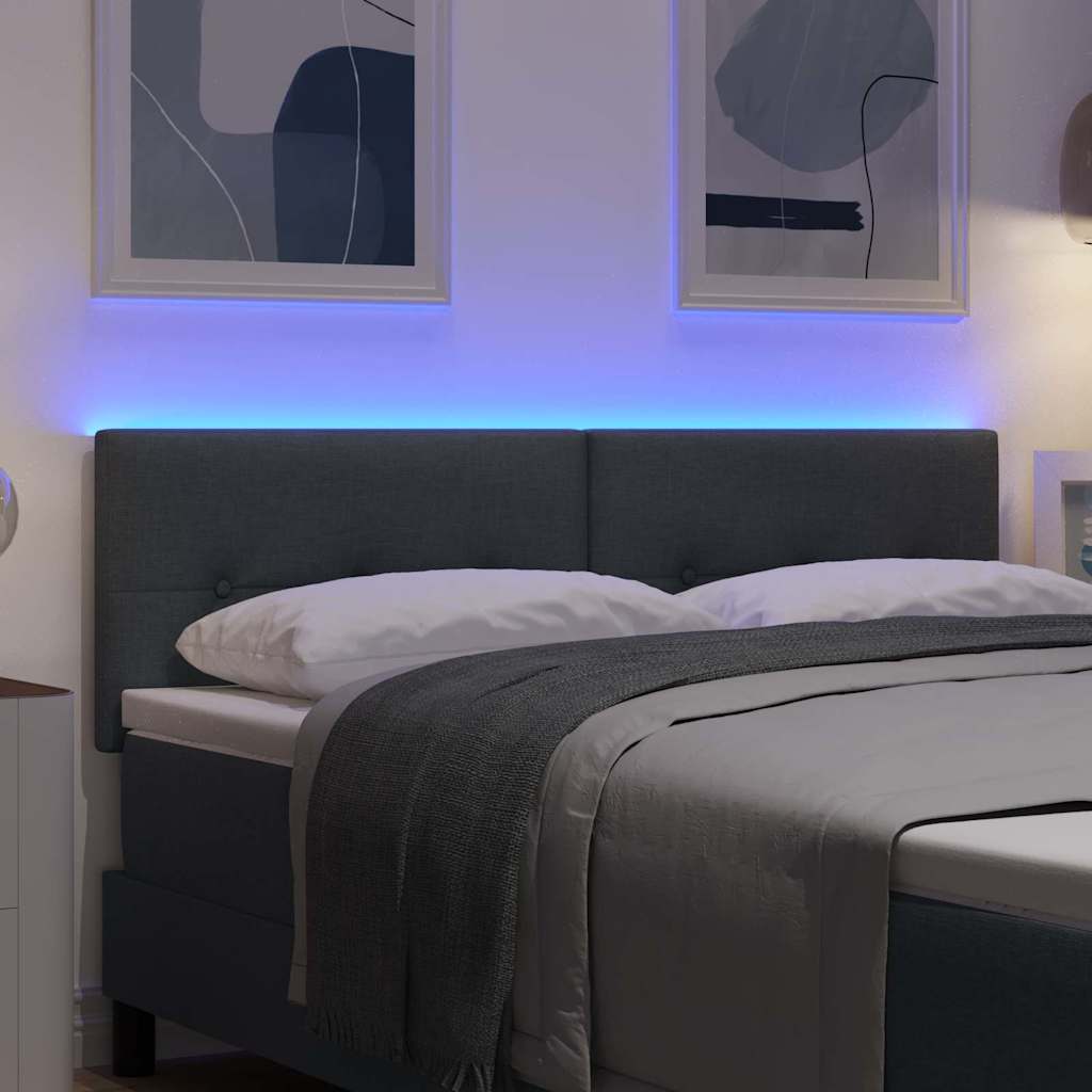 vidaXL LED κεφαλάρι με φώτα λωρίδας LED Σκούρο Γκρι 160 cm Πολυεστέρας