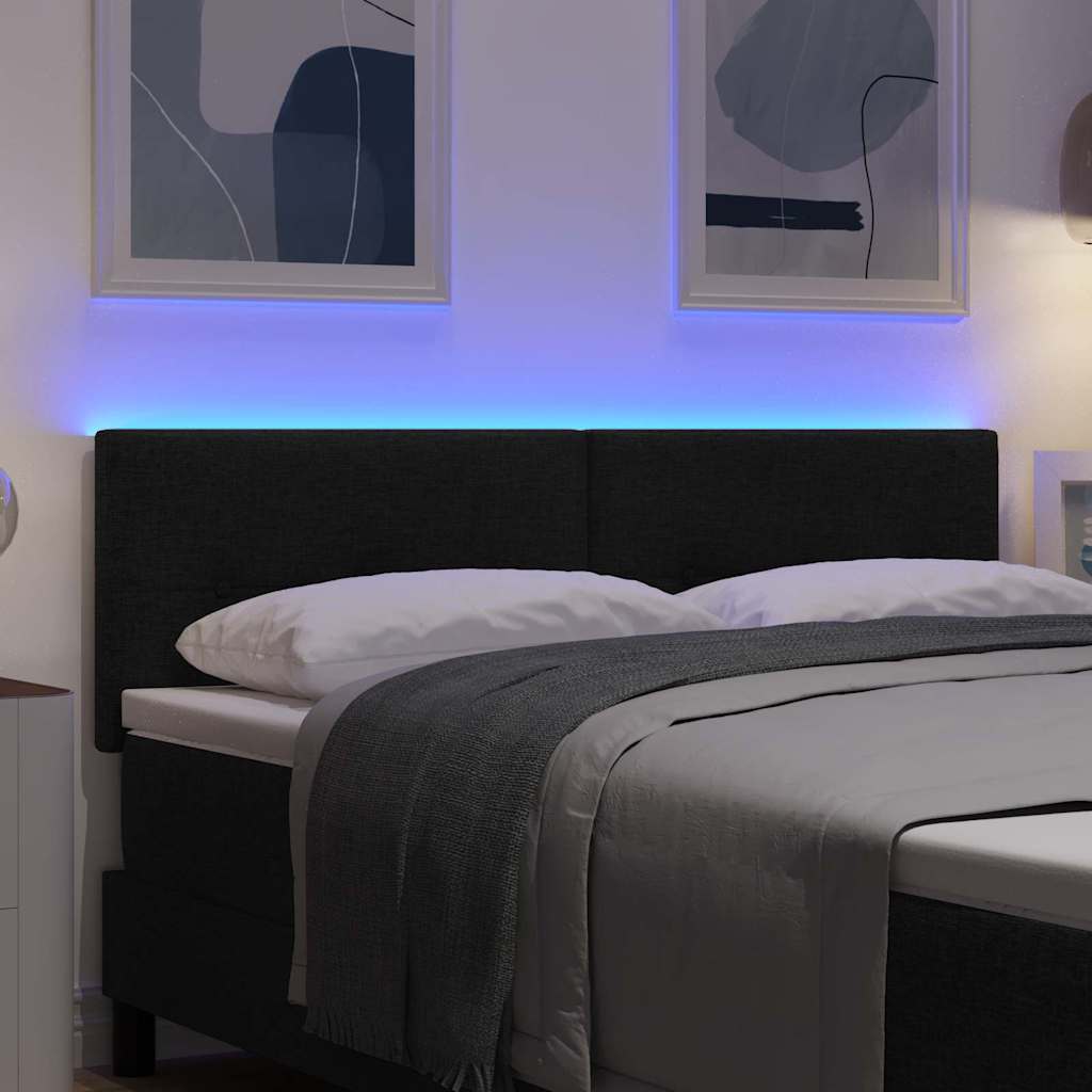 vidaXL LED κεφαλάρι με LED ταινίες φωτός Μαύρο 160 cm ύφασμα
