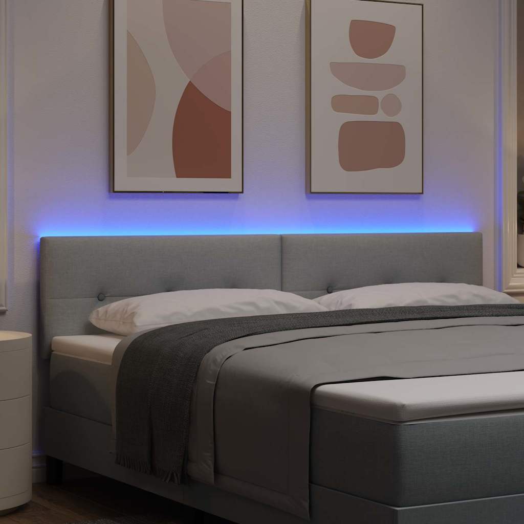 vidaXL LED κεφαλάρι με LED ταινίες φωτός Ανοιχτό γκρι 180 cm ύφασμα