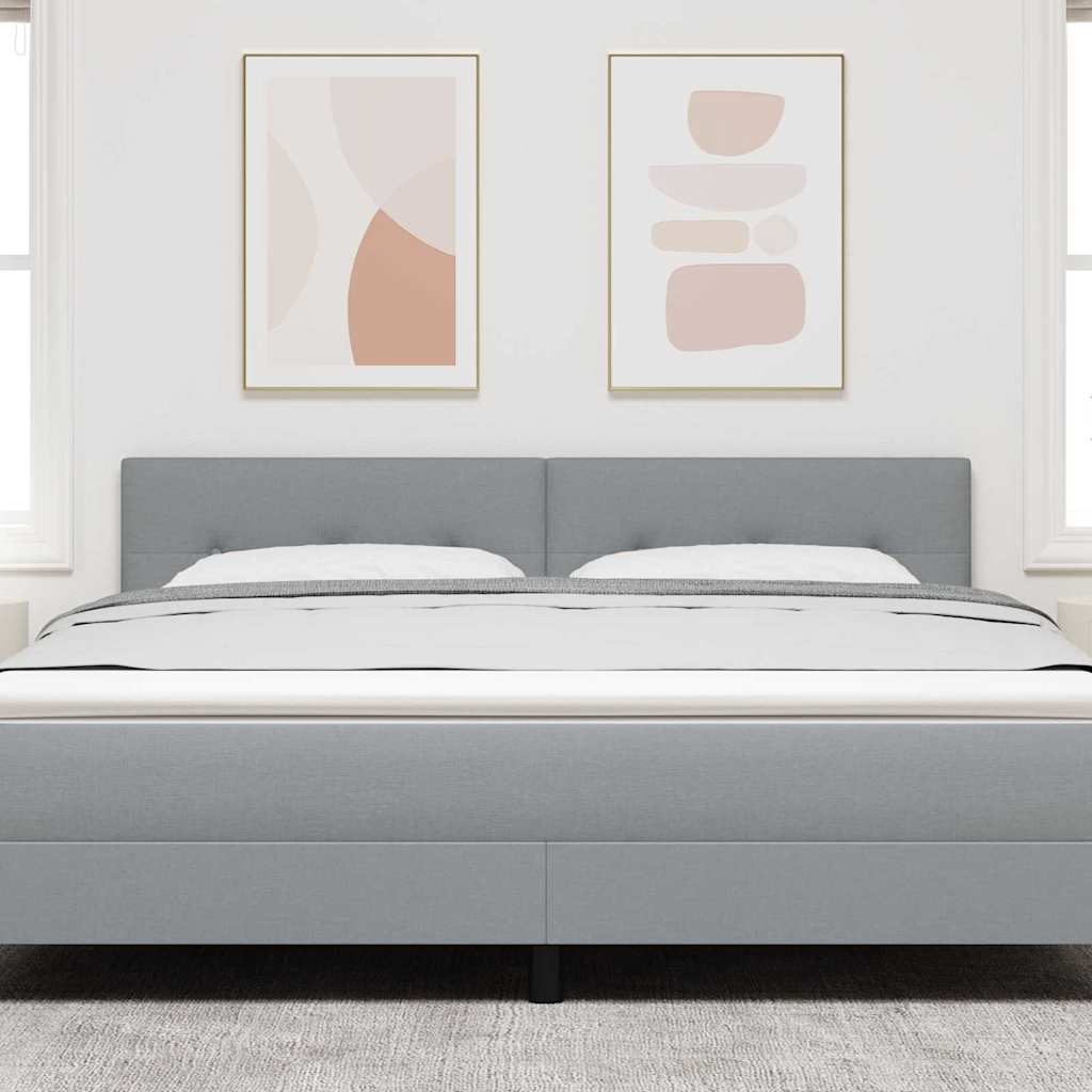 vidaXL LED κεφαλάρι με LED ταινίες φωτός Ανοιχτό γκρι 180 cm ύφασμα