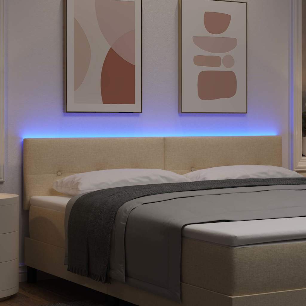 vidaXL LED κεφαλάρι με φώτα λωρίδας LED Κρεμ 180 cm Πολυεστέρας