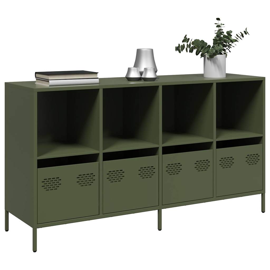 vidaXL Sideboard Ελαιοπράσινο 135x39x73,5 cm Ατσάλι ψυχρής έλασης