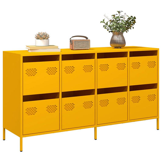 vidaXL Sideboard Μουστάρδα κίτρινη 135x39x73,5 cm Ψυχρής έλασης χάλυβα
