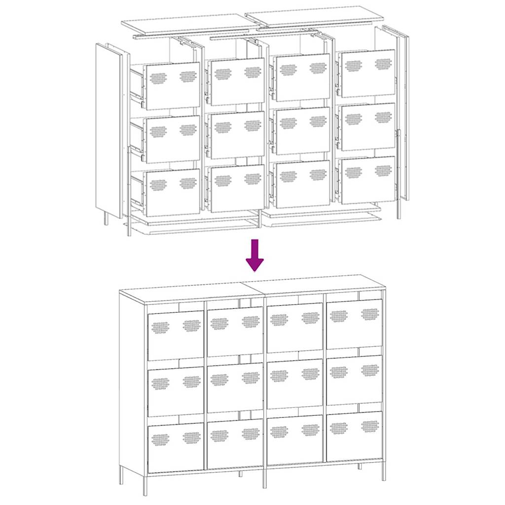 vidaXL Ντουλάπι Μαύρο 135x39x103,5 εκ. από Χάλυβα Ψυχρής Έλασης