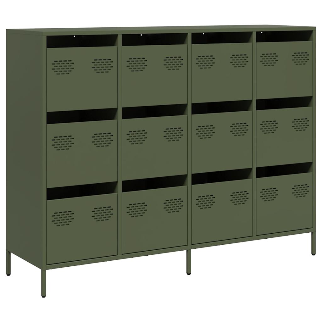 vidaXL Sideboard Olive Green 135x39x103,5 cm Ατσάλι ψυχρής έλασης