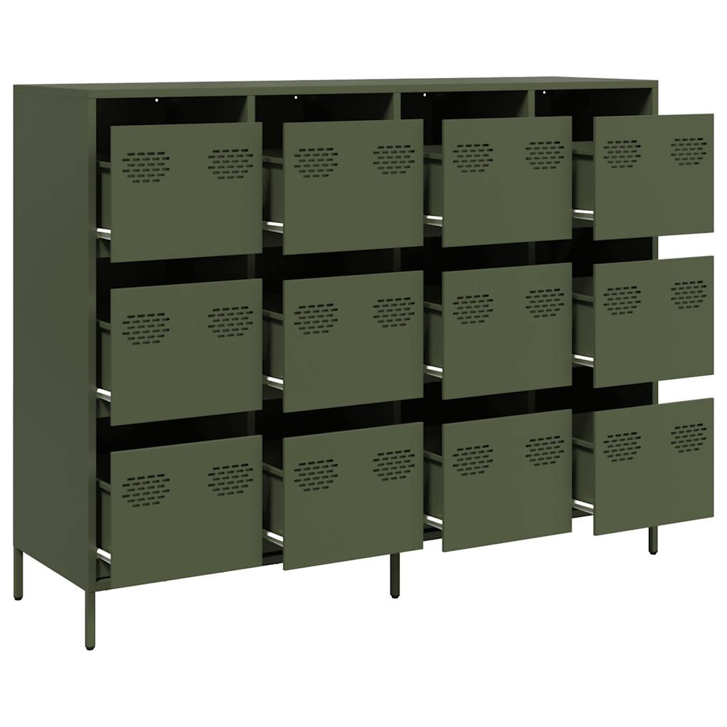 vidaXL Sideboard Olive Green 135x39x103,5 cm Ατσάλι ψυχρής έλασης