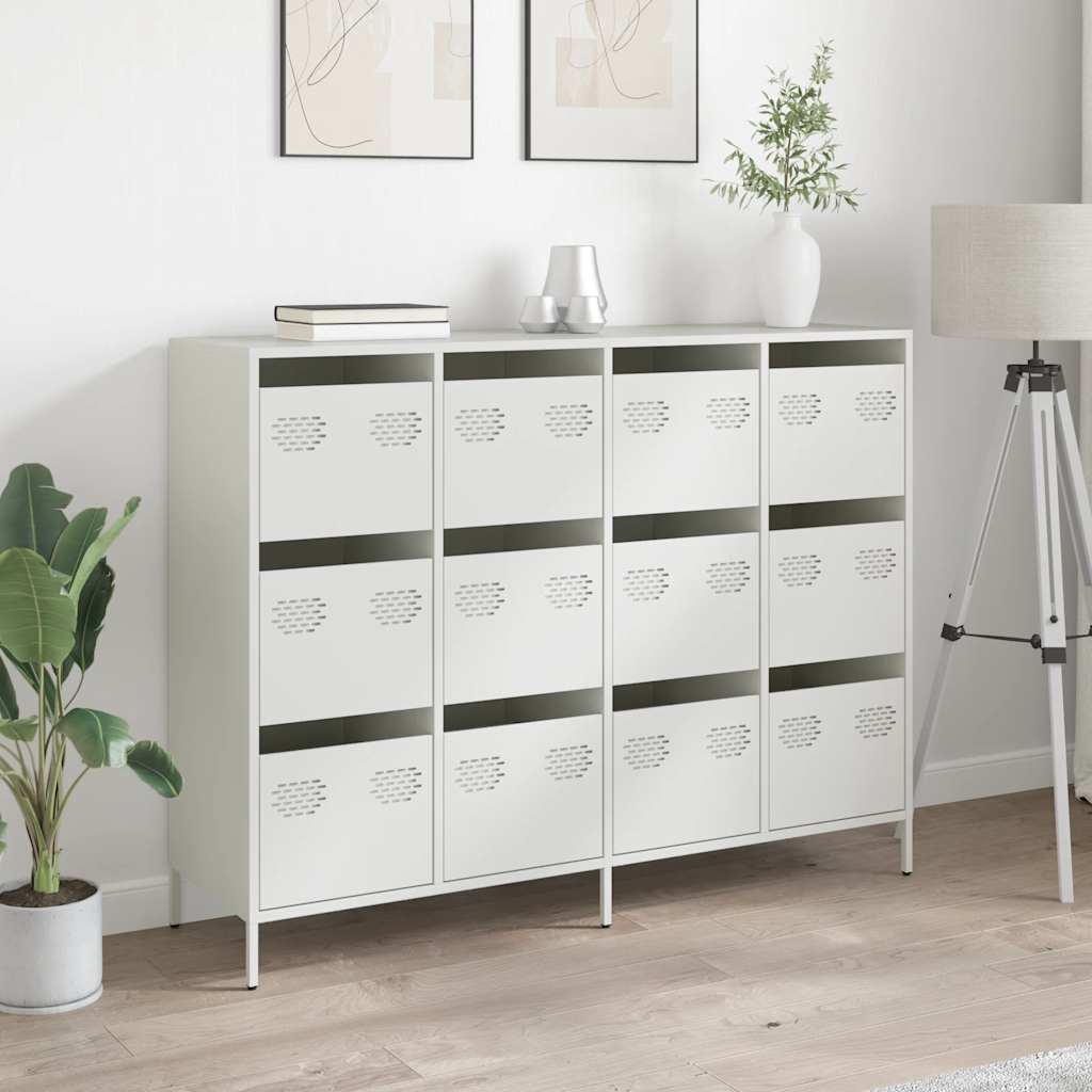vidaXL Sideboard Λευκό 135x39x103,5 cm Ατσάλι ψυχρής έλασης