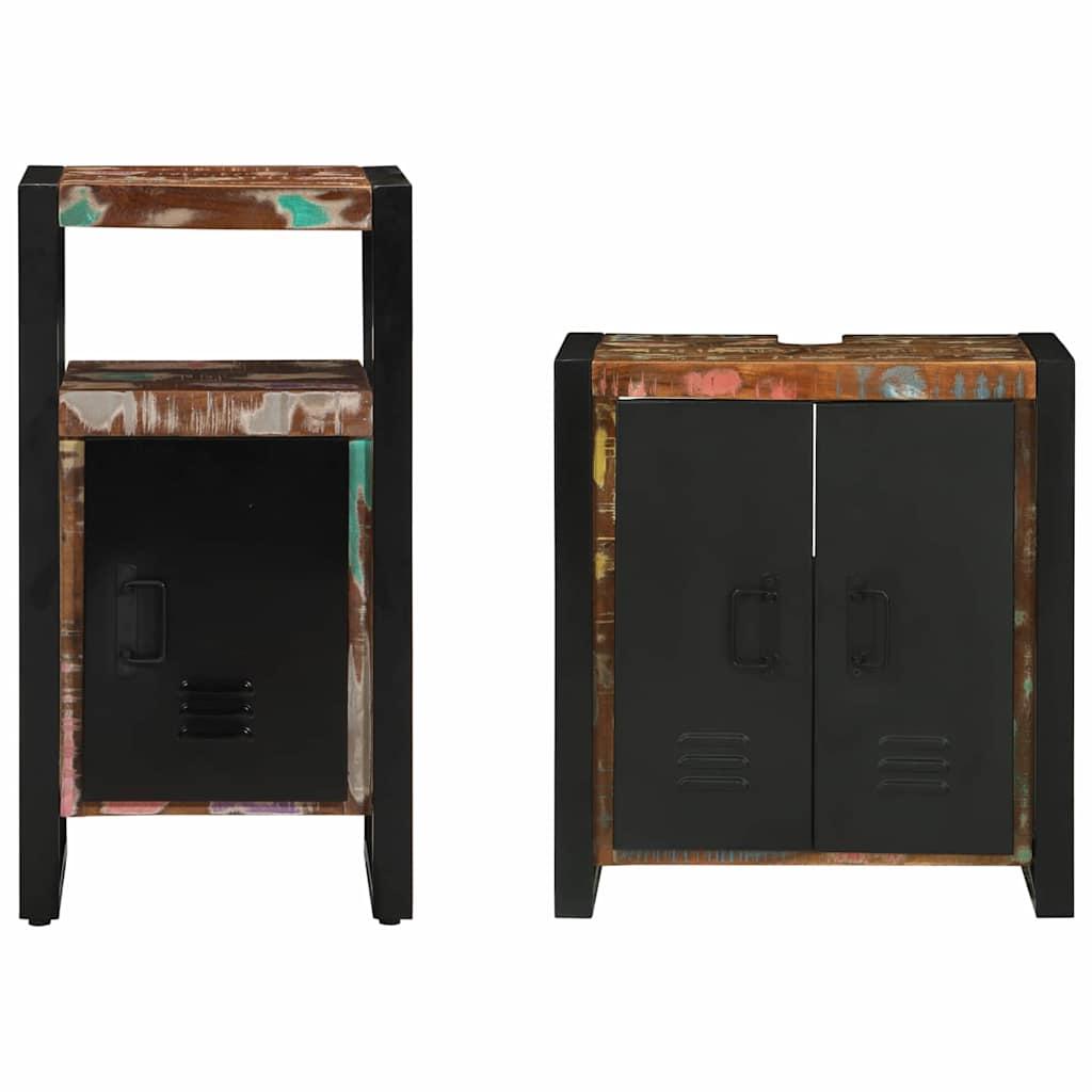 vidaXL Σετ Επίπλων Μπάνιου με ράφι 2 pcs Καφέ Μασίφ ανακυκλωμένο ξύλο