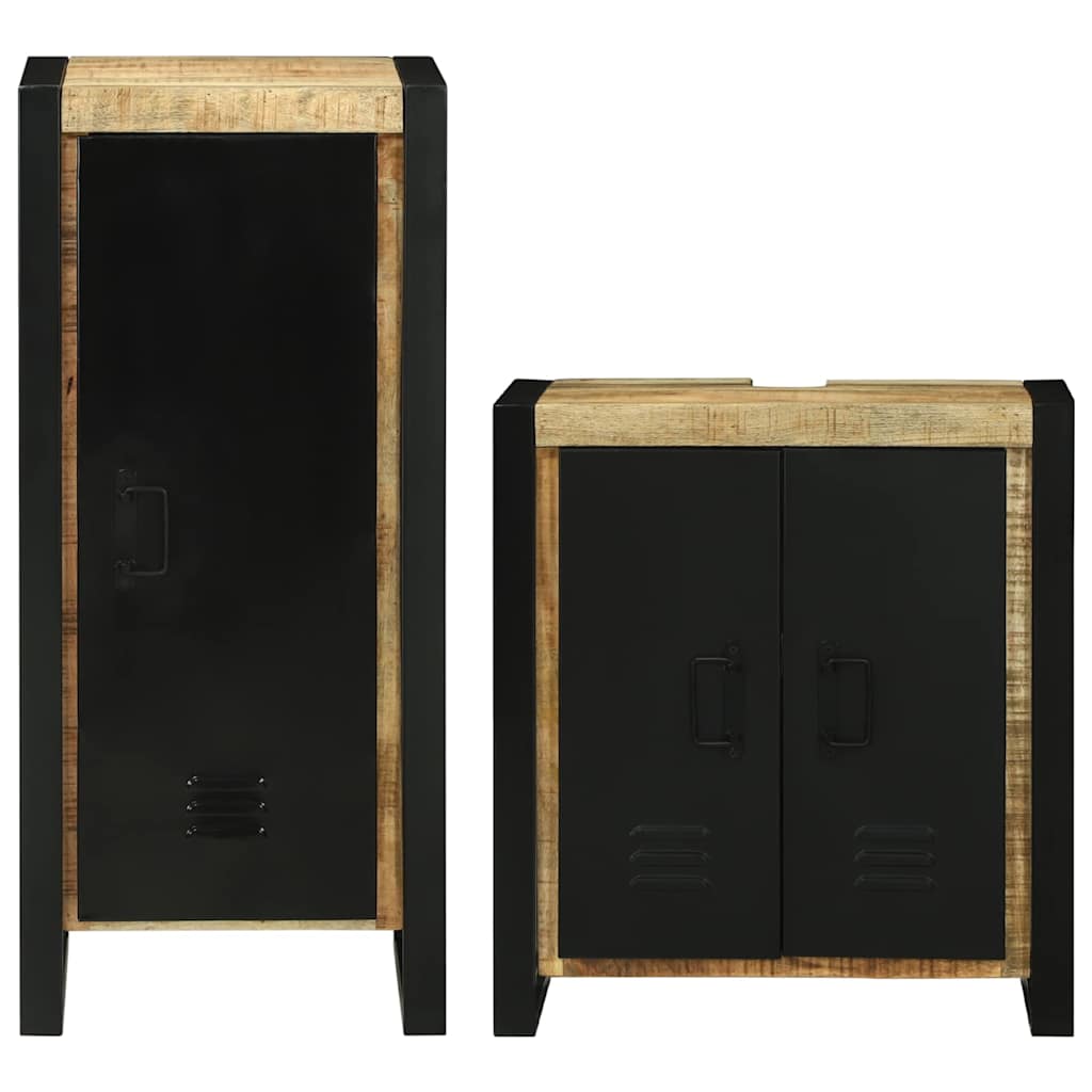 vidaXL Σετ Επίπλων Μπάνιου με αποθήκευση 2 pcs Καφέ Στερεό ξύλο μάνγκο