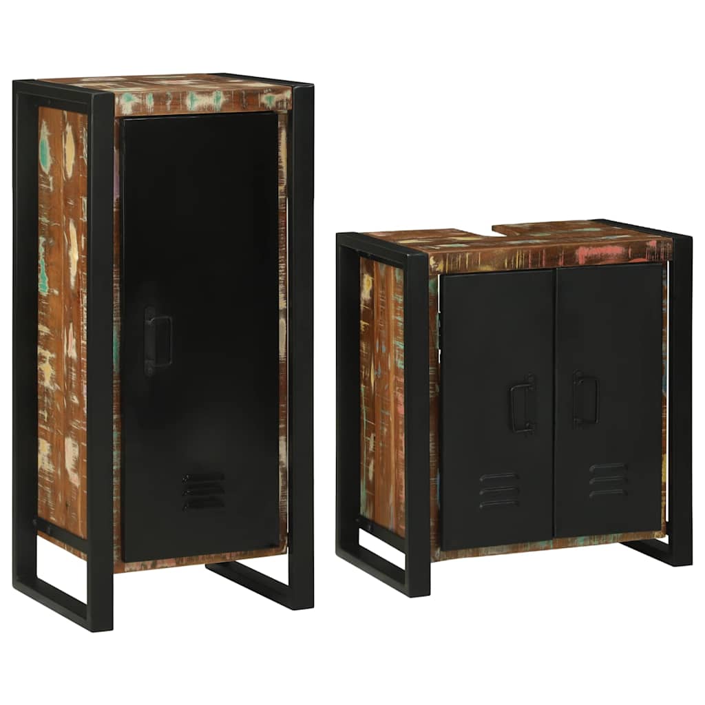 vidaXL Σετ Επίπλων Μπάνιου 2 pcs Πολύχρωμο Στερεό ανακτημένο ξύλο