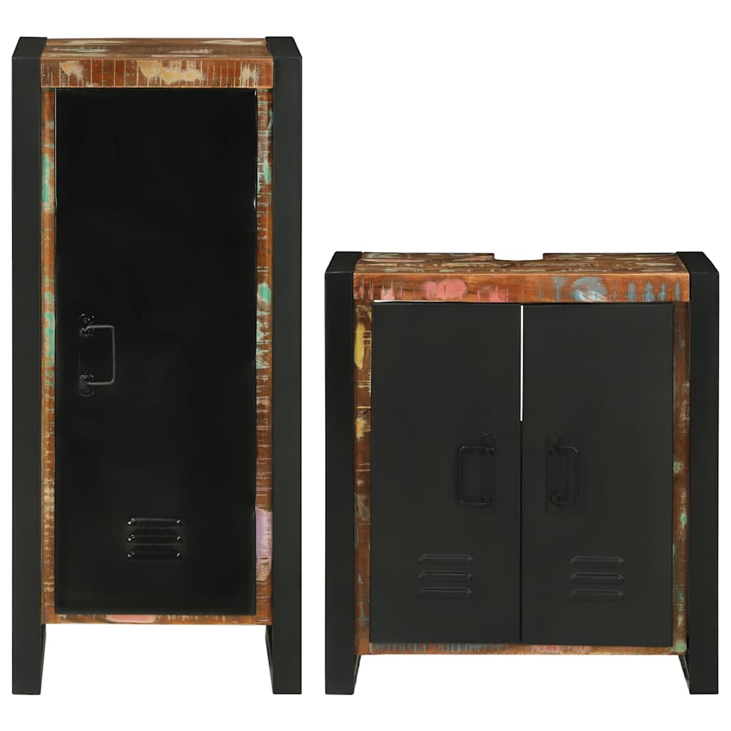 vidaXL Σετ Επίπλων Μπάνιου 2 pcs Πολύχρωμο Στερεό ανακτημένο ξύλο