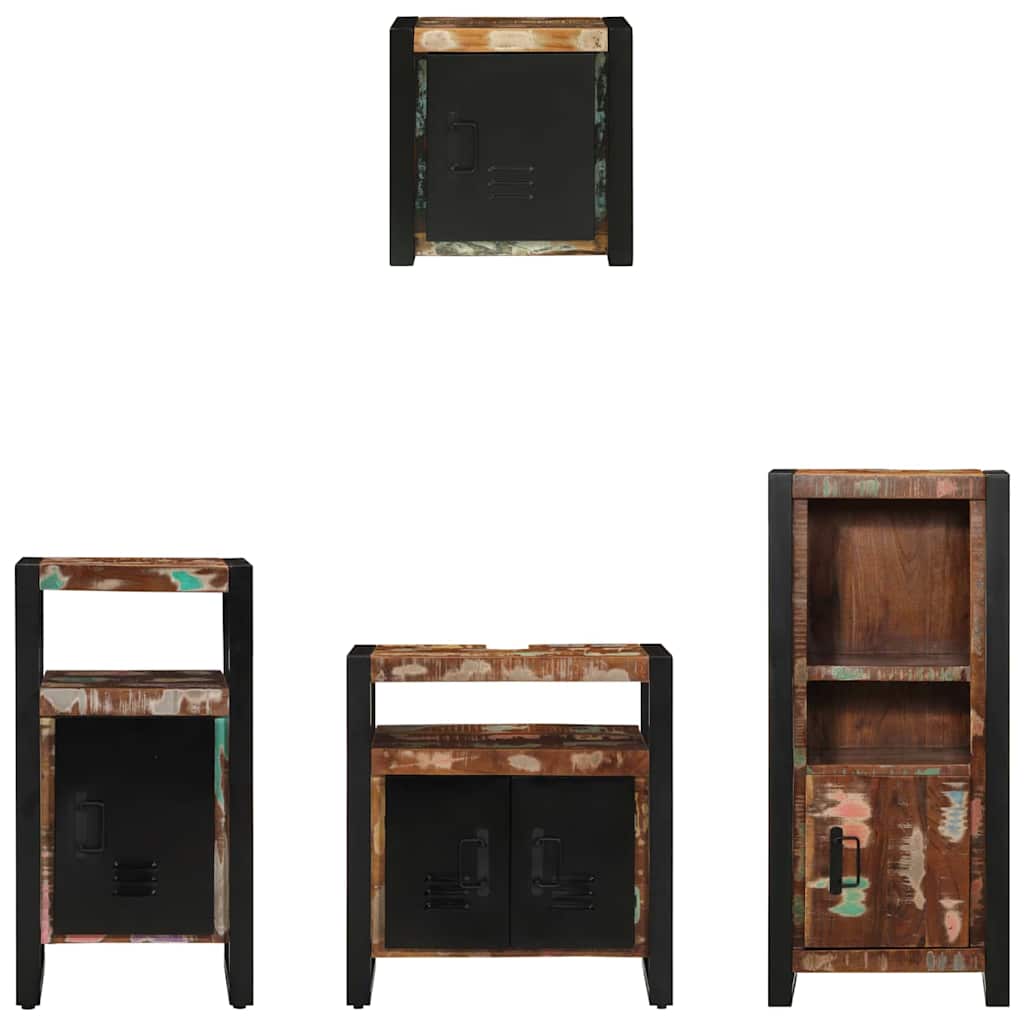 vidaXL Σετ Επίπλων Μπάνιου 4 pcs Πολύχρωμο Στερεό ανακτημένο ξύλο