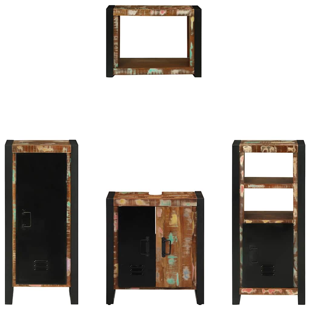 vidaXL Σετ Επίπλων Μπάνιου 4 pcs Πολύχρωμο Στερεό ανακτημένο ξύλο