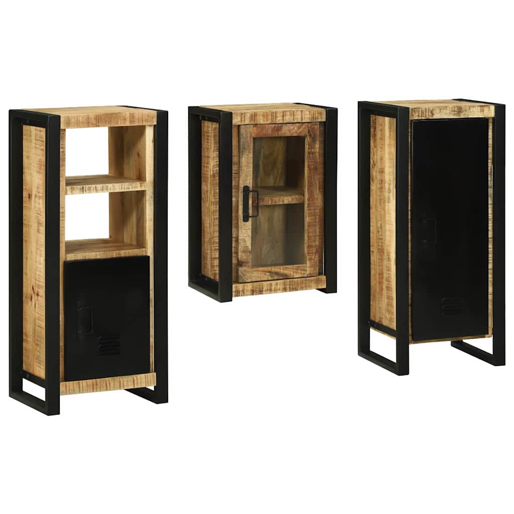 vidaXL Σετ Επίπλων Μπάνιου Επιτοίχιο 3 pcs Καφέ Στερεό ξύλο μάνγκο