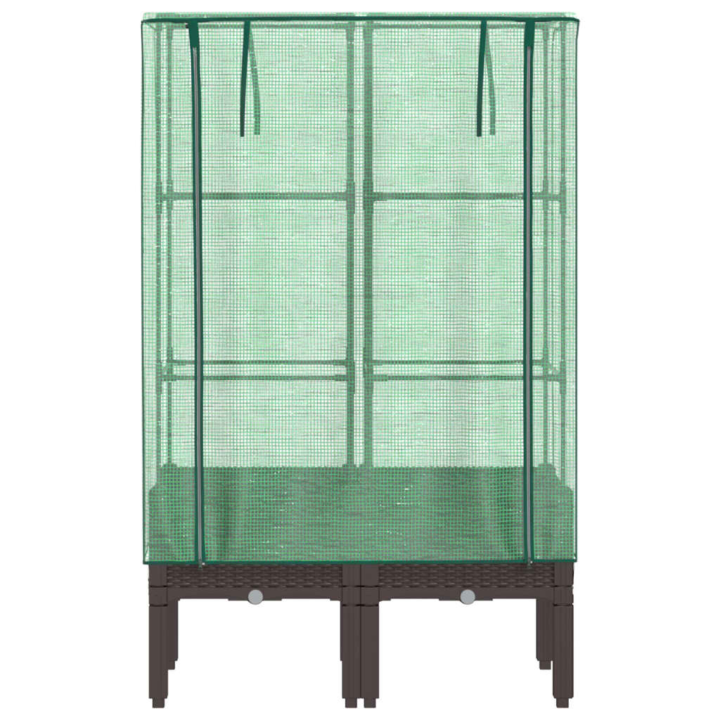 vidaXL Ζαρντινιέρα Υπερυψ. Κάλυμμα Θερμοκηπίου Όψη Ρατάν 80x40x140 εκ.