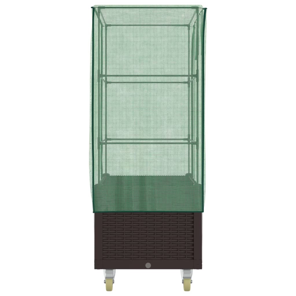 vidaXL Ζαρντινιέρα Υπερυψ. με Κάλυμμα / Ρόδες Όψη Ρατάν 50x80x182 εκ.