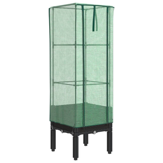 vidaXL Ζαρντινιέρα Υπερυψ. Κάλυμμα Θερμοκηπίου Όψη Ρατάν 40x40x140 εκ.
