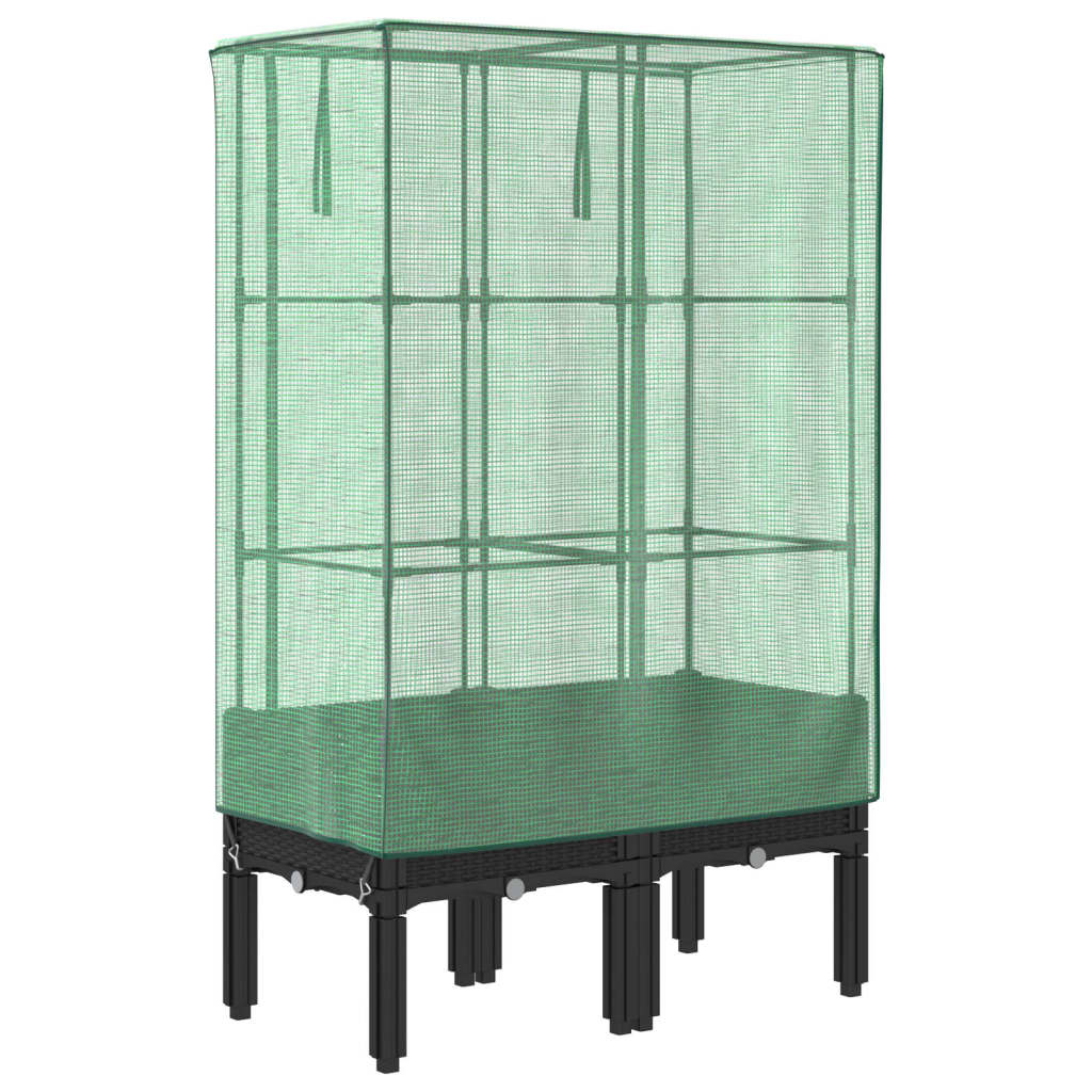 vidaXL Ζαρντινιέρα Υπερυψ. Κάλυμμα Θερμοκηπίου Όψη Ρατάν 80x40x140 εκ.