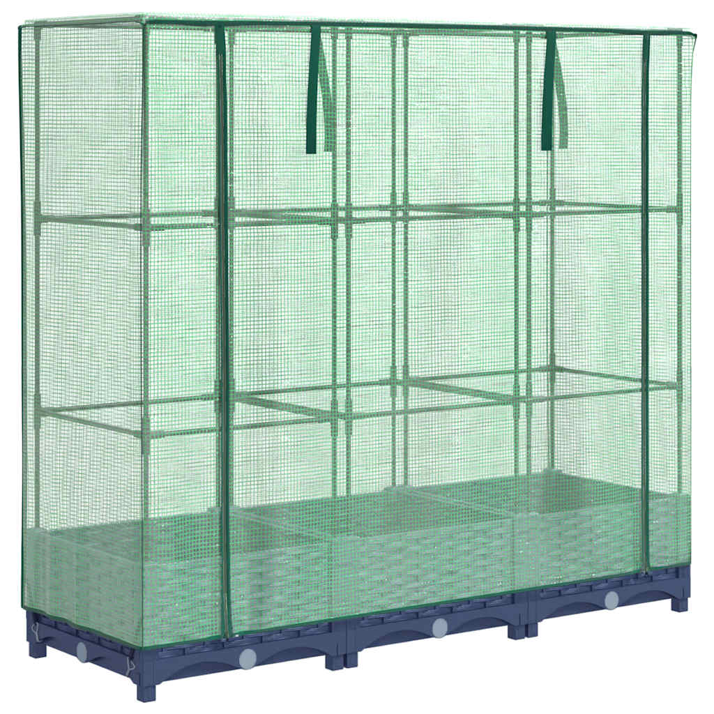 vidaXL Ζαρντινιέρα Υπερυψ. Κάλυμμα Θερμοκηπίου Όψη Ρατάν 120x40x123 εκ