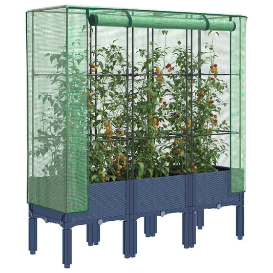 vidaXL Ζαρντινιέρα Υπερυψ. Κάλυμμα Θερμοκηπίου Όψη Ρατάν 120x40x140 εκ