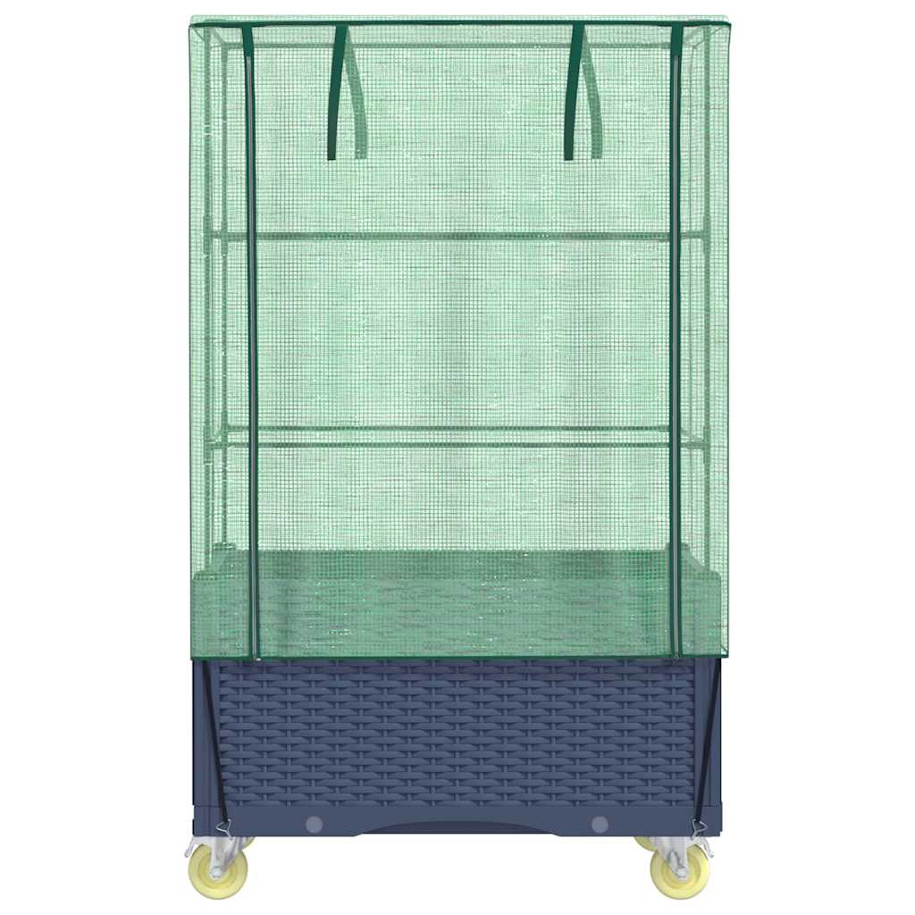 vidaXL Ζαρντινιέρα Υπερυψ. με Κάλυμμα / Ρόδες Όψη Ρατάν 50x80x182 εκ.