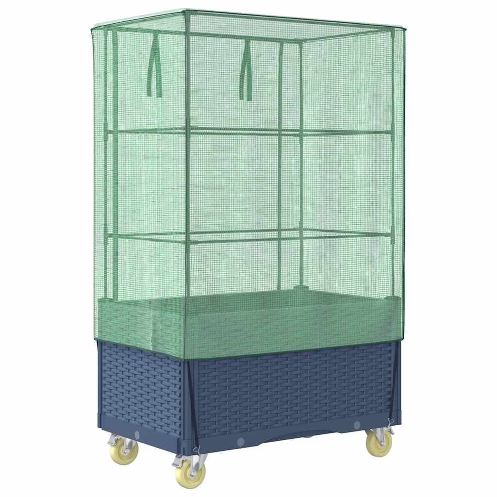 vidaXL Ζαρντινιέρα Υπερυψ. με Κάλυμμα / Ρόδες Όψη Ρατάν 50x80x182 εκ.