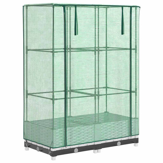 vidaXL Ζαρντινιέρα Υπερυψ. Κάλυμμα Θερμοκηπίου Όψη Ρατάν 80x40x123 εκ.