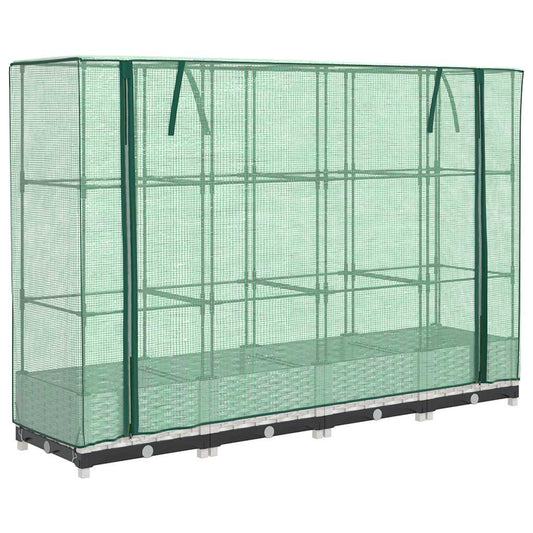 vidaXL Ζαρντινιέρα Υπερυψ. Κάλυμμα Θερμοκηπίου Όψη Ρατάν 160x40x123 εκ