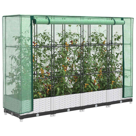 vidaXL Ζαρντινιέρα Υπερυψ. Κάλυμμα Θερμοκηπίου Όψη Ρατάν 160x40x123 εκ