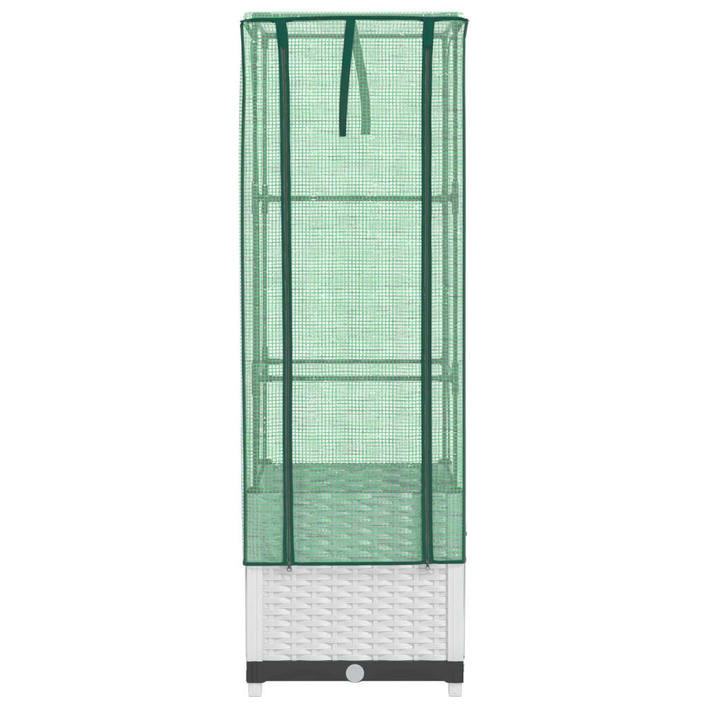 vidaXL Ζαρντινιέρα Υπερυψ. Κάλυμμα Θερμοκηπίου Όψη Ρατάν 40x40x139 εκ.