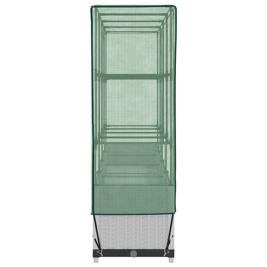 vidaXL Ζαρντινιέρα Υπερυψ. Κάλυμμα Θερμοκηπίου Όψη Ρατάν 160x40x138 εκ