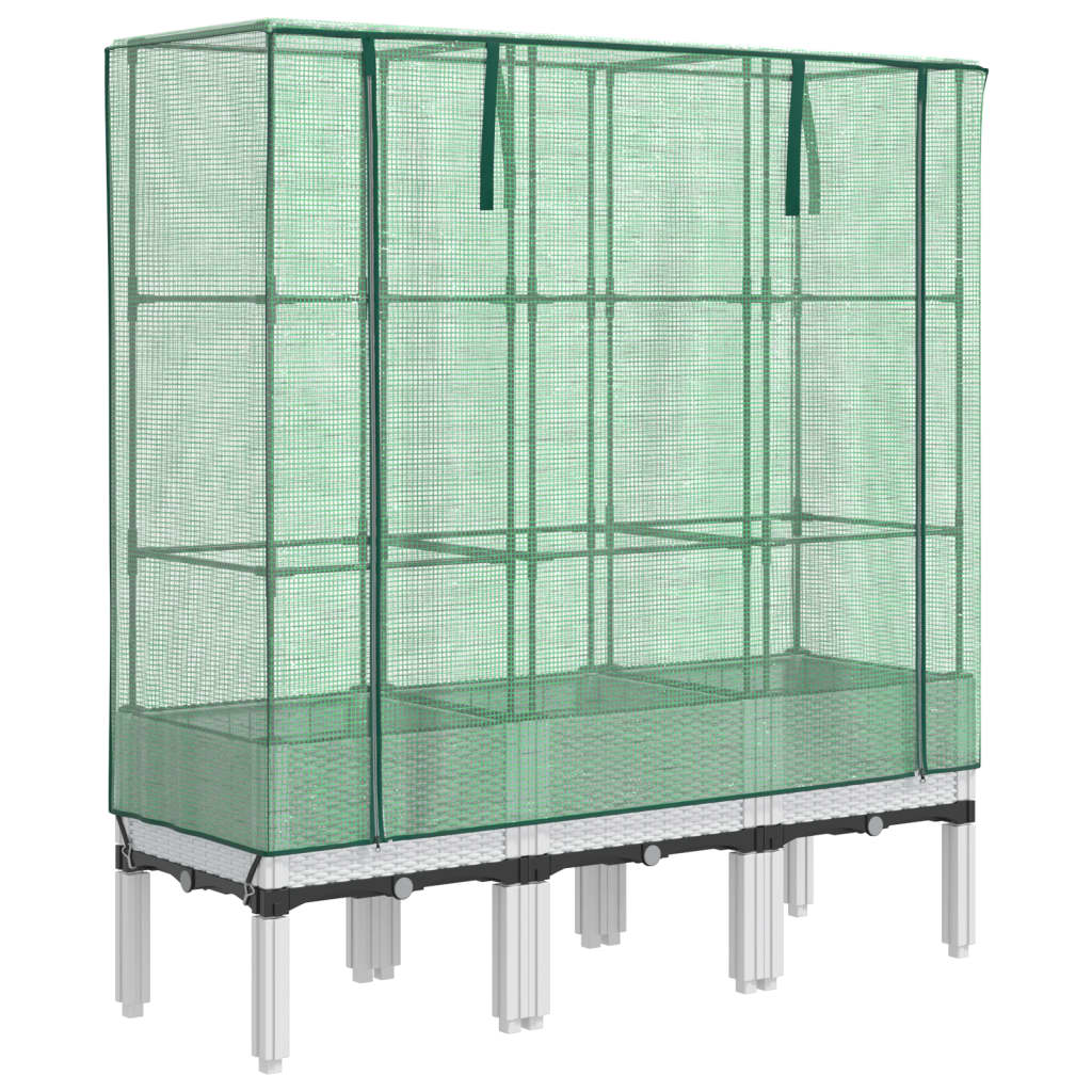 vidaXL Ζαρντινιέρα Υπερυψ. Κάλυμμα Θερμοκηπίου Όψη Ρατάν 120x40x140 εκ