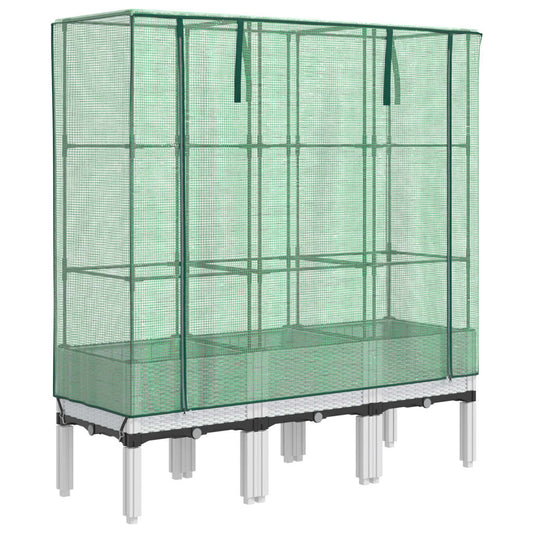 vidaXL Ζαρντινιέρα Υπερυψ. Κάλυμμα Θερμοκηπίου Όψη Ρατάν 120x40x140 εκ