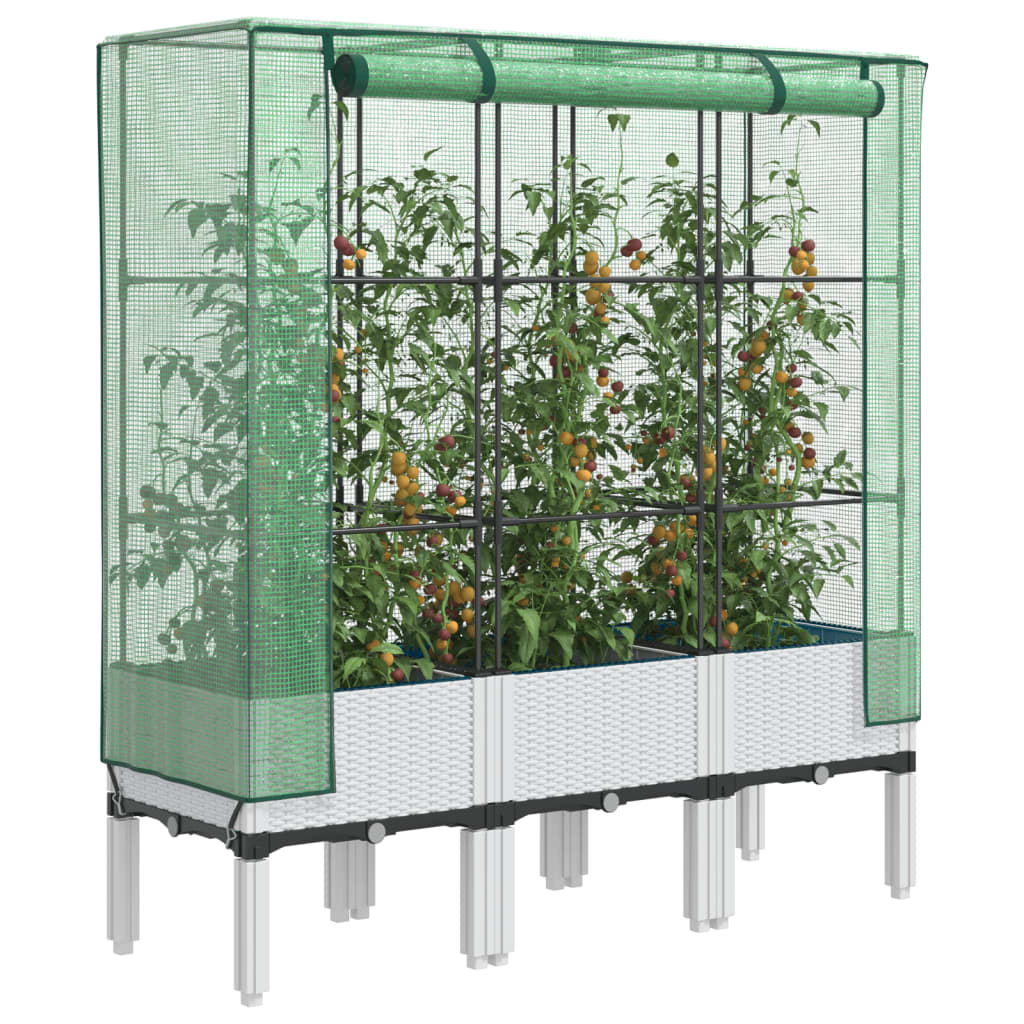 vidaXL Ζαρντινιέρα Υπερυψ. Κάλυμμα Θερμοκηπίου Όψη Ρατάν 120x40x140 εκ