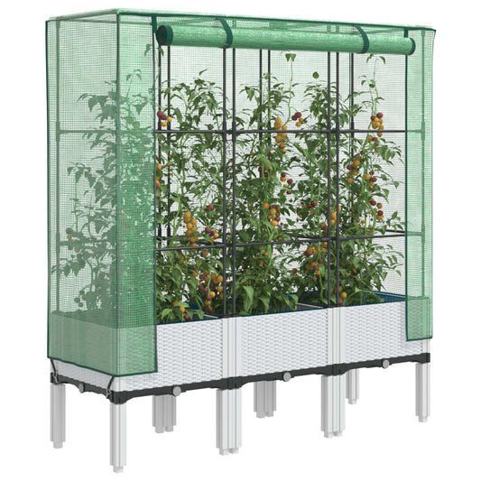 vidaXL Ζαρντινιέρα Υπερυψ. Κάλυμμα Θερμοκηπίου Όψη Ρατάν 120x40x140 εκ