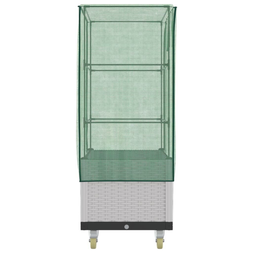 vidaXL Ζαρντινιέρα Υπερυψ. με Κάλυμμα / Ρόδες Όψη Ρατάν 50x80x182 εκ.