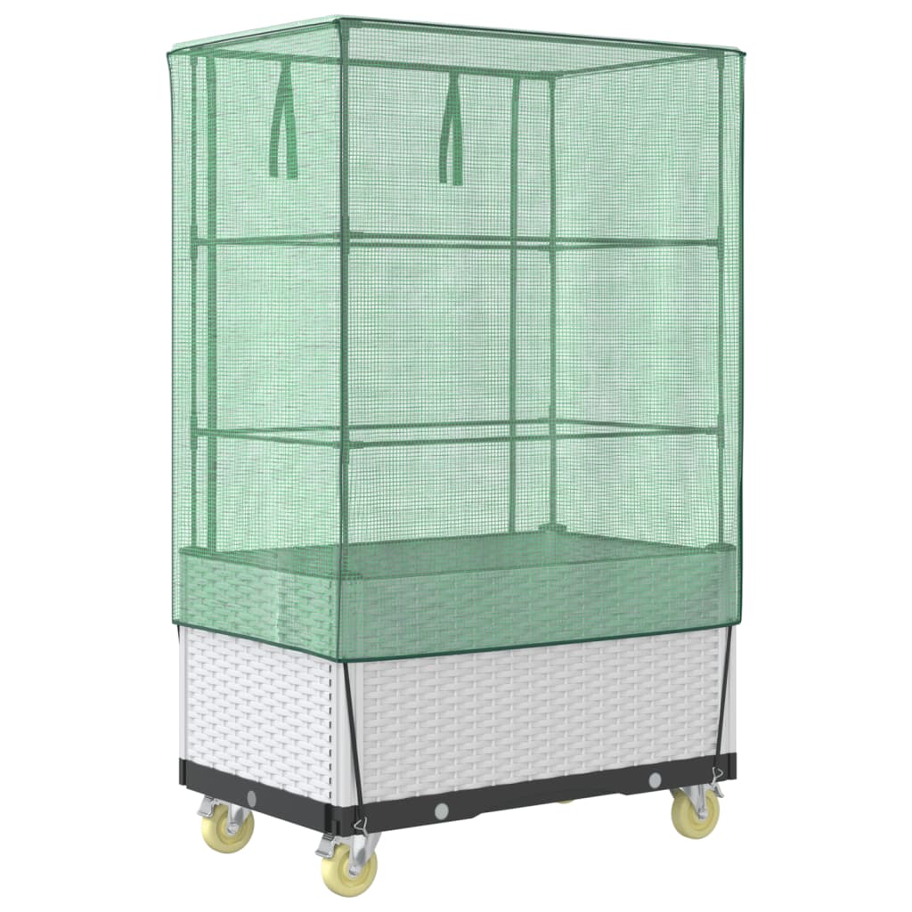 vidaXL Ζαρντινιέρα Υπερυψ. με Κάλυμμα / Ρόδες Όψη Ρατάν 50x80x182 εκ.