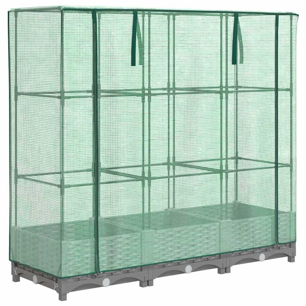 vidaXL Ζαρντινιέρα Υπερυψ. Κάλυμμα Θερμοκηπίου Όψη Ρατάν 120x40x123 εκ