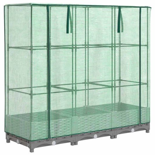 vidaXL Ζαρντινιέρα Υπερυψ. Κάλυμμα Θερμοκηπίου Όψη Ρατάν 120x40x123 εκ