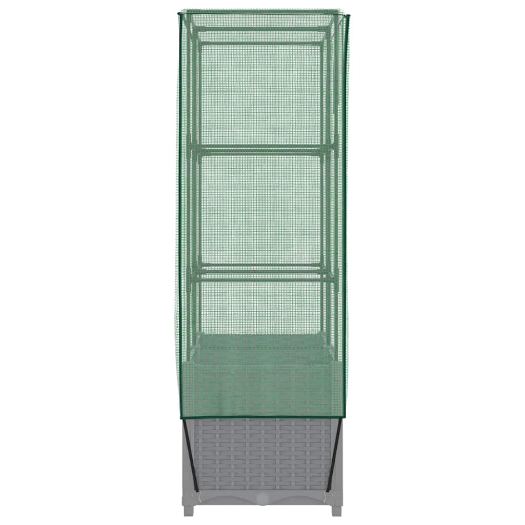 vidaXL Ζαρντινιέρα Υπερυψ. Κάλυμμα Θερμοκηπίου Όψη Ρατάν 80x40x138 εκ.