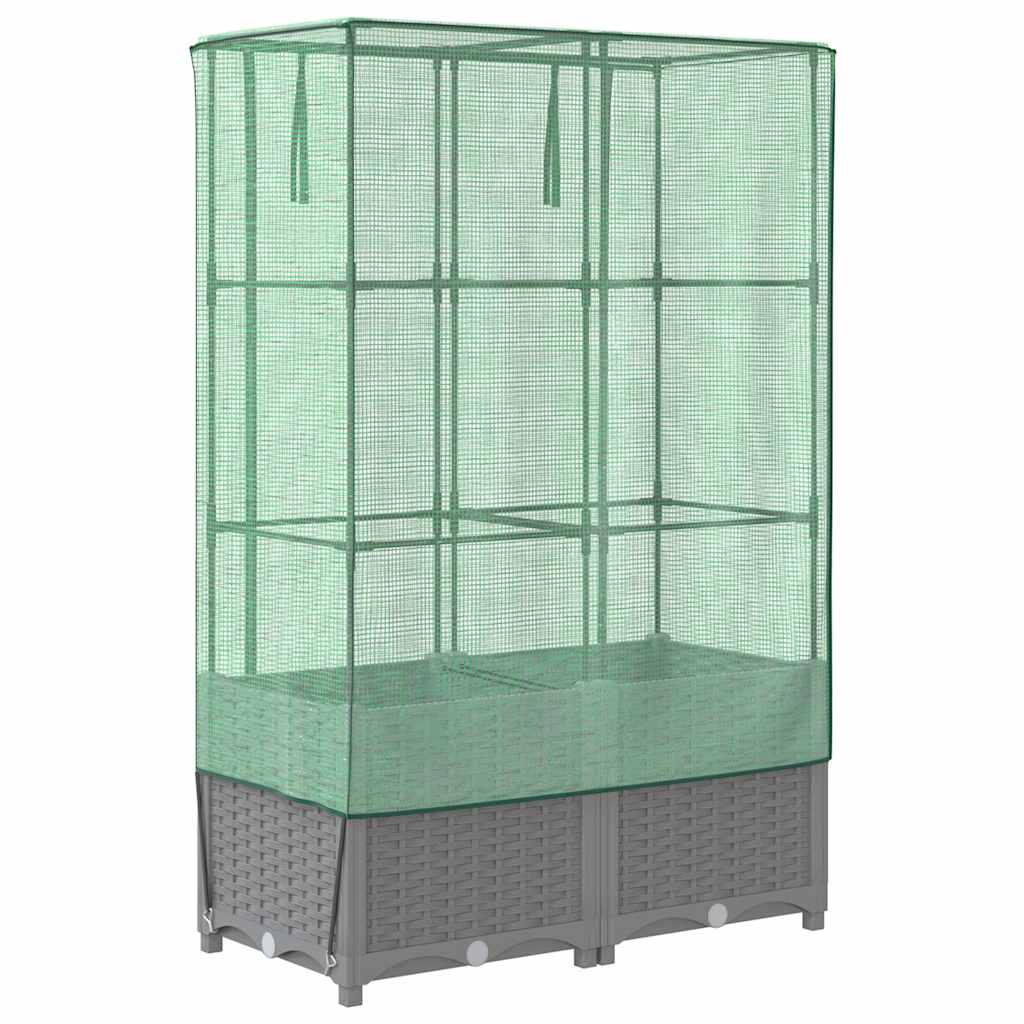 vidaXL Ζαρντινιέρα Υπερυψ. Κάλυμμα Θερμοκηπίου Όψη Ρατάν 80x40x138 εκ.